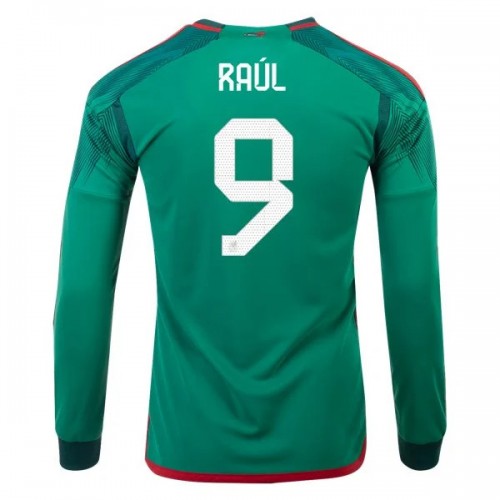 Mexico Raúl Jiménez 9 VM 2022 Hjemmebanetrøje Langærmet